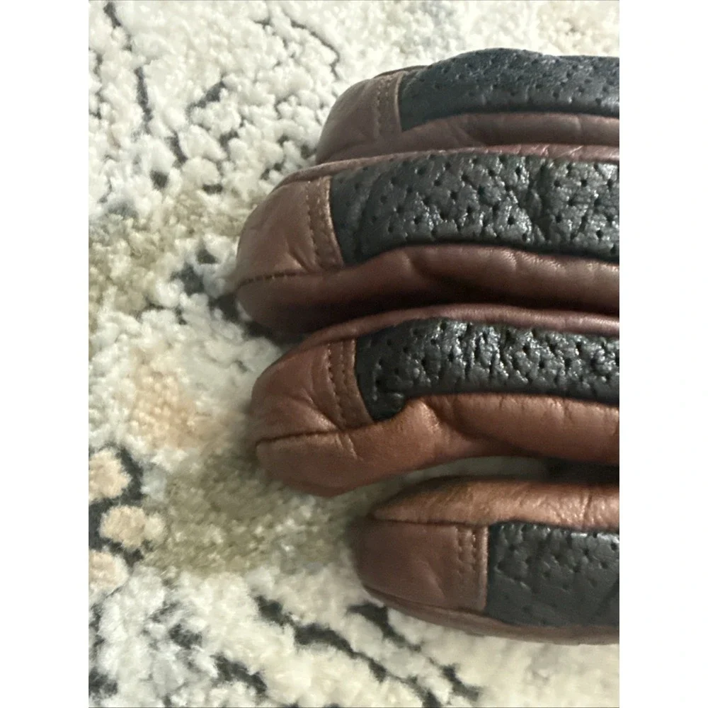 Vintage Ronin Hipora Leather Snowboard Gloves Brown Black Y2K Men's Size Small